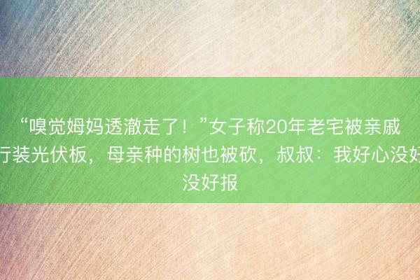 “嗅觉姆妈透澈走了!”女子称20年老宅被亲戚私行装光伏板,母亲种的树也被砍,叔叔:我好心没好报