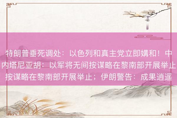 特朗普垂死调处:以色列和真主党立即媾和!中方敦促以方立即撤军!内塔尼亚胡:以军将无间按谋略在黎南部开展举止;伊朗警告:成果逍遥